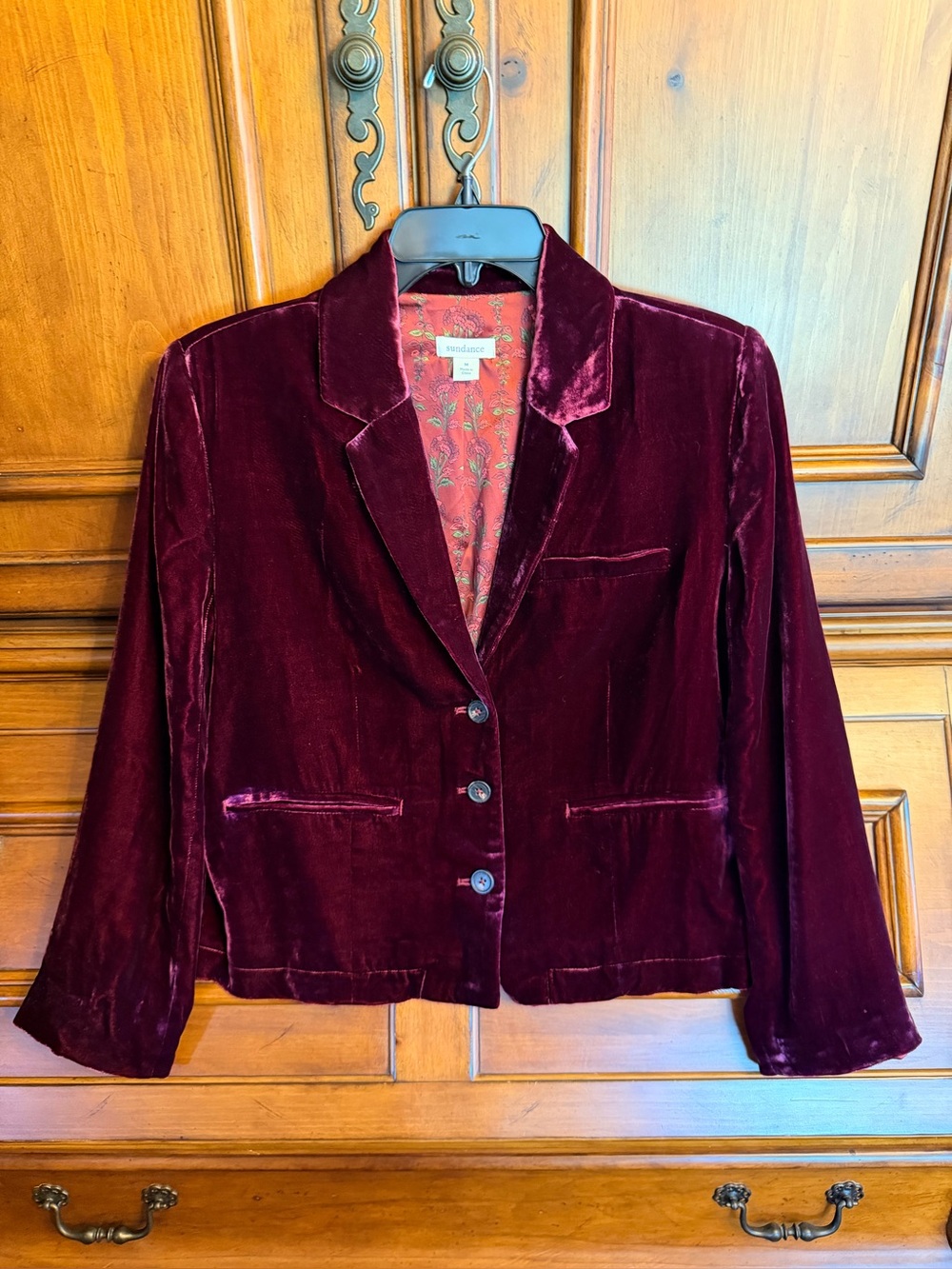 Sundance Crushed Velvet Velour Blazer Burgundy/Amethyst Size M - Picture 2 of 9